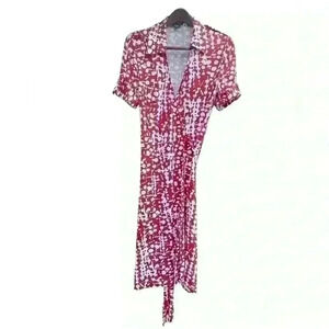 Etcetera Classic Faux Wrap Dress, EUC, Size 10 Orange & White